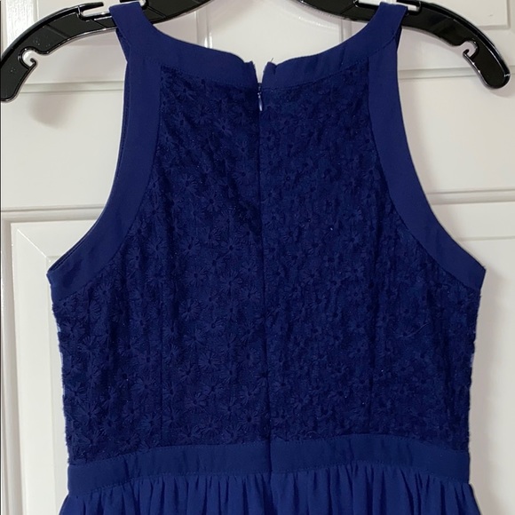 Miami Navy blue chiffon and lace dress - Picture 5 of 8